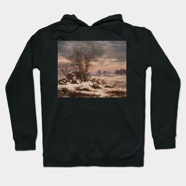 Winter Landscape near Vordingborg, Denmark by Johan Christian Dahl Hoodie by Classic Art Stall